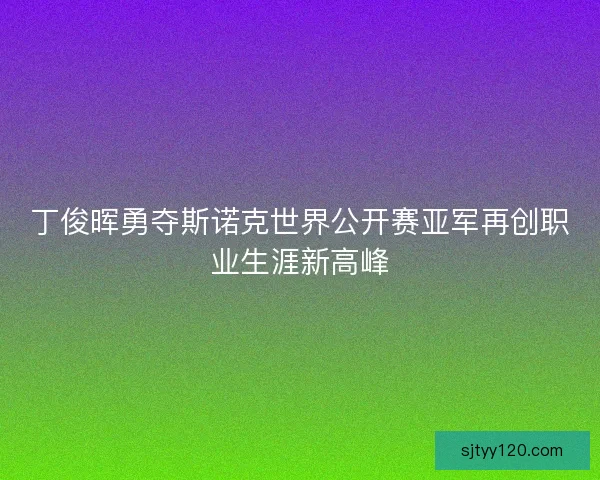 丁俊晖勇夺斯诺克世界公开赛亚军再创职业生涯新高峰