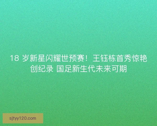 18 岁新星闪耀世预赛！王钰栋首秀惊艳创纪录 国足新生代未来可期